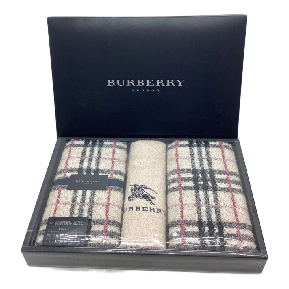 BURBERRY (バーバリー) フェイスタオルセット ウォッシュ1枚 フェイスタオル2枚｜トレファクONLINE