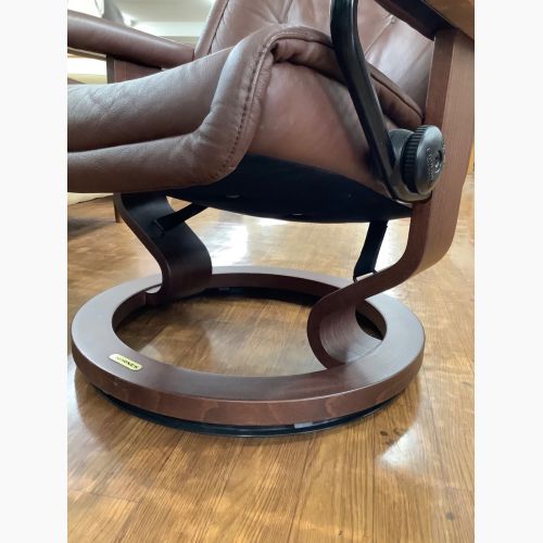 Ekornes (エコーネス) リクライニングチェアー ダークブラウン オットマン付 レザー ロイヤル