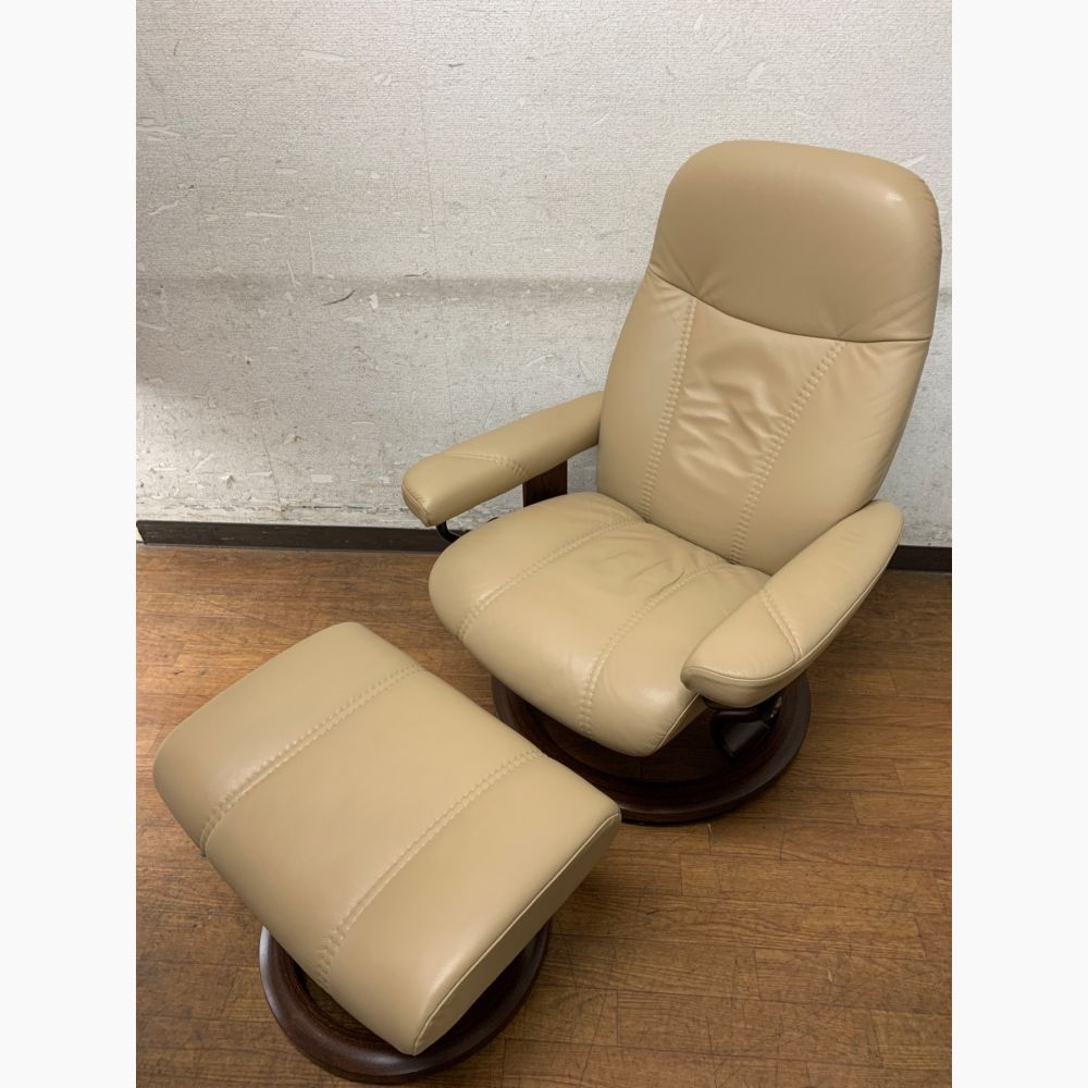 Ekornes (エコーネス) ストレスレスチェア ベージュ 55 オットマン付 レザー コンサル｜トレファクONLINE