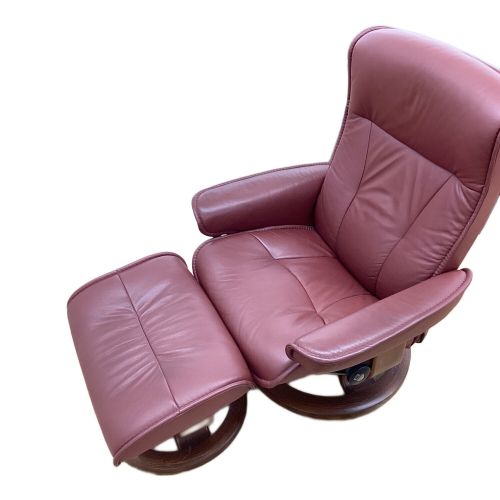 Ekornes (エコーネス) 1人掛けソファー バーガンディー ノルウェー製 オットマン付 1人掛け 31307 レザー ストレスレスチェア